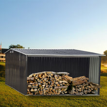 Load image into Gallery viewer, Livingandhome Garden Metal Storage Shed with Log Storage
