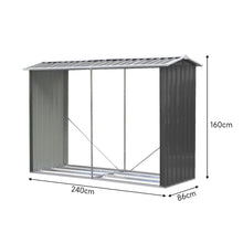 Load image into Gallery viewer, Outdoor Garden Log Storage Shed Steel Anthracite 240inchx86inchx160inch Garden Sheds Living and Home