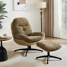 Load image into Gallery viewer, Chenille Lounge Chair with Footstool Living and Home