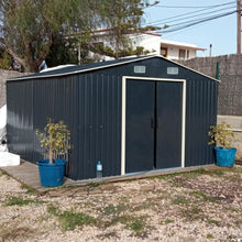 Load image into Gallery viewer, Livingandhome 12 x 10ft Metal Garden Shed with Foundation - Dark Grey