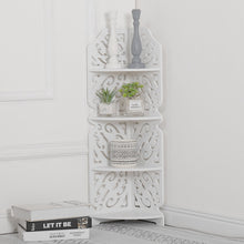 Load image into Gallery viewer, Livingandhome 4-Tier White Corner Plant Display Stand