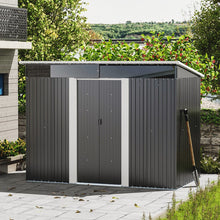 Load image into Gallery viewer, 8.6 ft Garden Bike Sheds Metal Storage Shed with Lockable Sliding Doors Garden Sheds Living and Home 260cm W x 194cm D x 250cm H