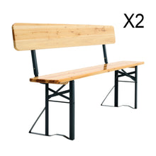 Load image into Gallery viewer, Set of 2 Folding Garden Benches with Backrest Cedar Wood Outdoor Bar Chairs Living and Home