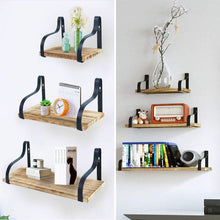 Load image into Gallery viewer, 3Pcs Rustic Metal Wood Floating Shelf Brackets Living and Home