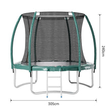 Load image into Gallery viewer, 6FT/8FT/10FT/12FT/14FT Outdoor Enclosure Trampoline with Ladder in Green Living and Home 10ft