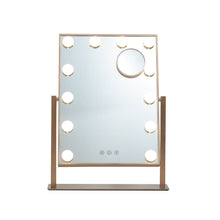 Load image into Gallery viewer, Adjustable Large Rectangular Lighted Makeup Mirror Living and Home Rose Gold With Magnifier