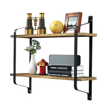 Load image into Gallery viewer, Livingandhome Industrial 2-Tier Home Decor Floating Wall Shelves