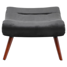 Load image into Gallery viewer, Black Modern Curved Velvet Lounge Chair with Footstool Lounge Chairs Living and Home