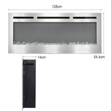 Load image into Gallery viewer, Silver 2kW Electric Fireplace 12 Flame Colour Recessed Fire with 2 Heat Settings Wall Mounted Fires Living and Home