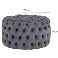 Load image into Gallery viewer, Round Velvet Upholstered Buttoned Footstool Living and Home