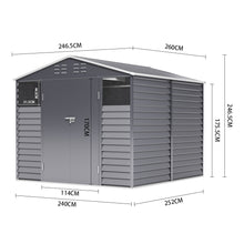 Load image into Gallery viewer, Livingandhome Charcoal Steel Tool Shed with Front Windows and Ventilation