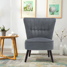 Load image into Gallery viewer, Modern Upholstered Velvet Chair with Oak Wood Legs Living and Home