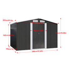 Load image into Gallery viewer, Waterproof 8x8/8x7.6ft Large Metal Garden Tool Storage Shed