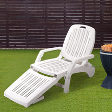 Load image into Gallery viewer, 193cm D Outdoor Folding Lounge Chair Recliner with Wheels Sunloungers Living and Home