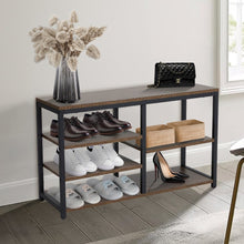 Load image into Gallery viewer, Multi-tiered Shoe Rack Bench in Walnut Living and Home