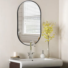 Load image into Gallery viewer, Modern Oval Metal Wall Mirror Black Bathroom Mirrors Living and Home