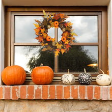 Load image into Gallery viewer, Livingandhome Artificial Autumn Halloween Prelit Wreath Thanksgiving Decorations