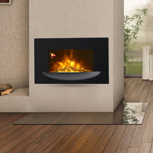 Load image into Gallery viewer, 35inch Wall Mounted Electric Fireplace with Pebble Bowl 7 LED Flame Colours Wall Mounted Fireplaces Living and Home