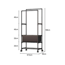 Load image into Gallery viewer, Livingandhome Double Rod Metal Clothes Rack on Wheels