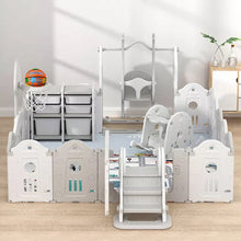 Load image into Gallery viewer, Folding Baby Play Pen Basketball Hoop and Mat Kids Activity Center Play Yards Living and Home