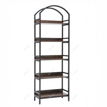 Load image into Gallery viewer, 5-Tier Arched Wooden Bookcase Storage Shelf Living and Home