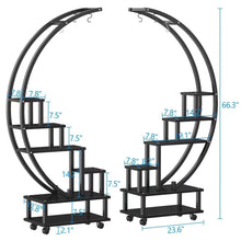 Load image into Gallery viewer, 2pcs Half-Moon-Shaped Plant Stand Display Shelf with Wheels Plant Stands & Shelves Living and Home