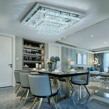 Load image into Gallery viewer, 60cm W Double-Layer LED Ceiling Light Fixture with Crystal Drops Ceiling Lights Living and Home