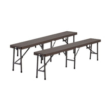 Load image into Gallery viewer, 3-Piece Rattan Plastic Outdoor Folding Table Bench Set Garden Dining Sets Living and Home