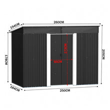 Load image into Gallery viewer, 8.6 ft Garden Bike Sheds Metal Storage Shed with Lockable Sliding Doors Garden Sheds Living and Home