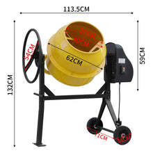 Load image into Gallery viewer, 140L Electric Portable Cement Concrete Mixer with Wheels Living and Home