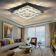 Load image into Gallery viewer, 96w LED Ceiling Light 70 x 70 cm Square 3 Tier Crystal Chandelier Ceiling Light Living and Home Cool White (without remote)