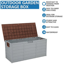 Load image into Gallery viewer, Outdoor Grey Chest Storage Box wih Brown Cover Garden storage Living and Home