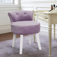 Load image into Gallery viewer, Velvet Bedroom Dressing Table Stool with Wooden Legs