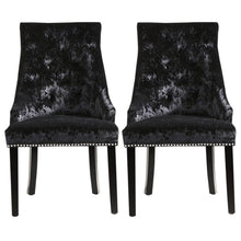 Load image into Gallery viewer, Set of 2 Crushed Velvet Buttoned Dining Chairs