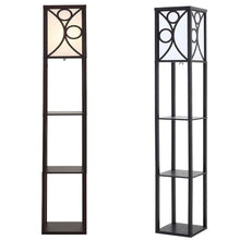 Load image into Gallery viewer, 3-in-1 Wooden & Linen Floor Lamp with Shelves Units