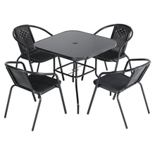 Load image into Gallery viewer, Garden Round Table With Umbrella Hole With 4 Chairs