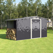 Load image into Gallery viewer, Garden Metal Storage Shed with Log Storage