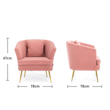 Load image into Gallery viewer, Frosted Velvet Shell Padded Seat Accent Chair, Pink
