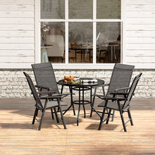 Load image into Gallery viewer, Garden Round Table With Umbrella Hole With 4 Chairs