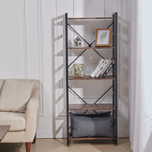 Load image into Gallery viewer, Livingandhome 5-Tiers Industrial Style Retro Open Bookshelf Storage Display Shelving Unit