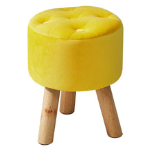 Load image into Gallery viewer, Upholstered Round Footstool Wood Legs