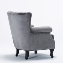 Load image into Gallery viewer, Linen Fabric Wing Back Armchair Upholstery Light Grey