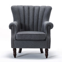 Load image into Gallery viewer, Linen Pleated Wingback Armchair
