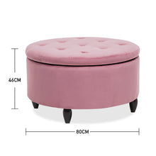 Load image into Gallery viewer, 80CM Round Velvet Storage Footstool, Pink