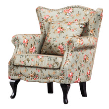 Load image into Gallery viewer, Floral Wingback Armchair With Cushion