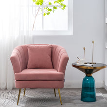 Load image into Gallery viewer, Frosted Velvet Shell Padded Seat Accent Chair, Pink