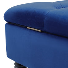 Load image into Gallery viewer, Livingandhome Buttoned Velvet Storage Ottoman Bench with Rubberwood Legs