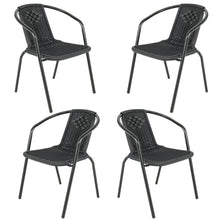 Load image into Gallery viewer, Garden Ripple Glass Square Table With Umbrella Hole, Black Table + 4 Chairs