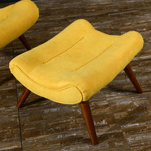 Load image into Gallery viewer, Livingandhome Upholstered Faux Wool Arched Armless Accent Chair with Footstool