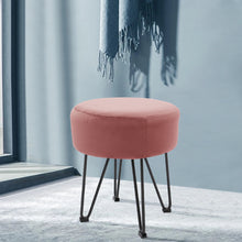 Load image into Gallery viewer, Round Velvet Ottoman Dressing Foot Stool